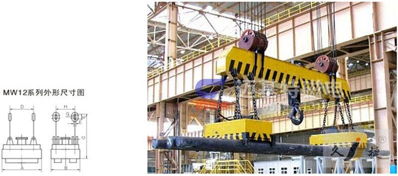 MW12系列、MW15系列吊運(yùn)捆扎螺紋鋼、圓鋼用起重電磁鐵